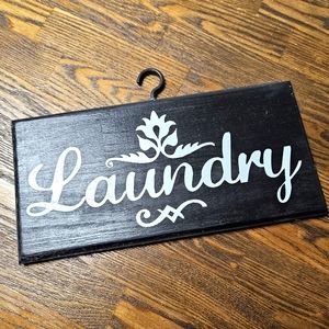 Laundry Black & White Barn Wood Sign